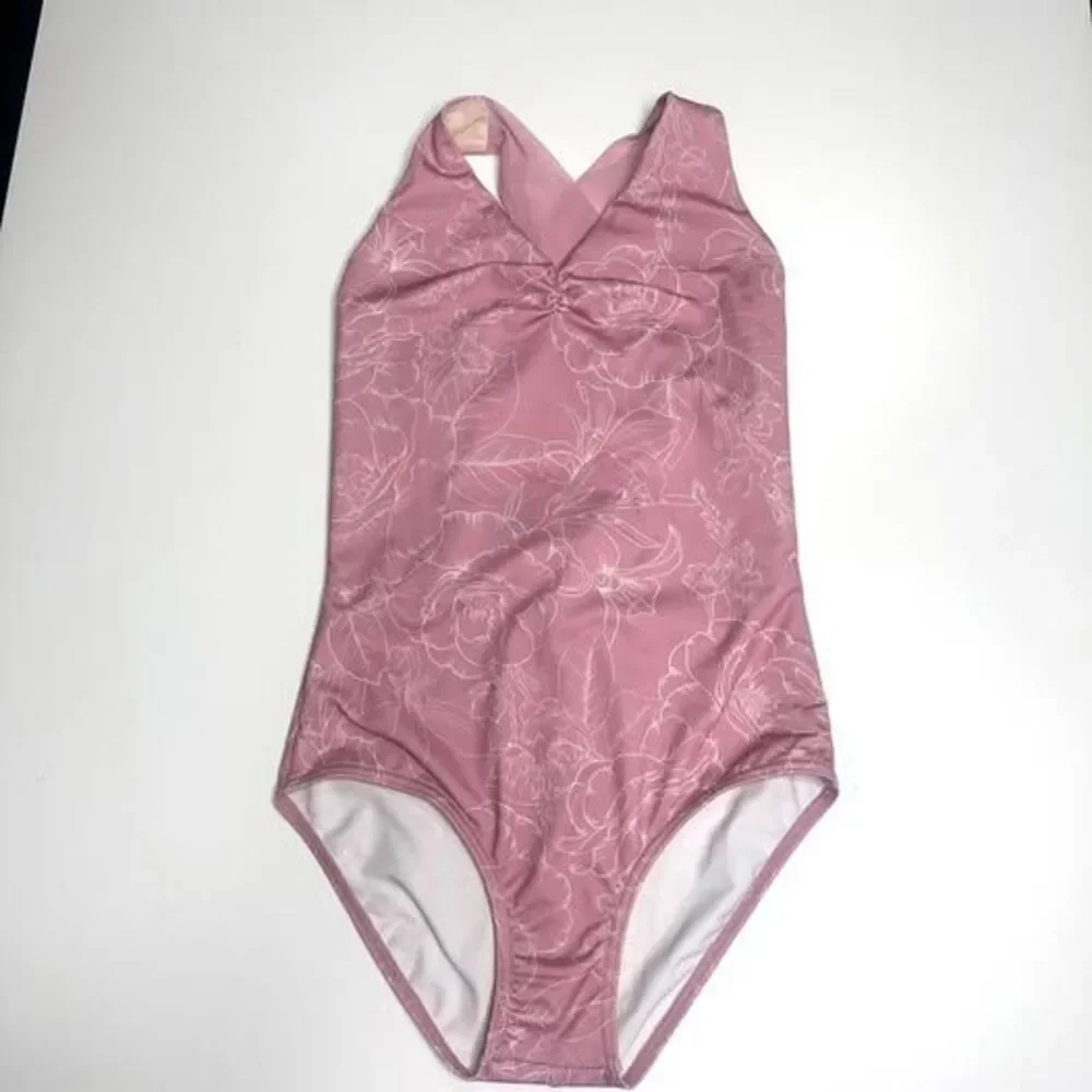Capezio Floral Print Criss-Cross Back Leotard Size L